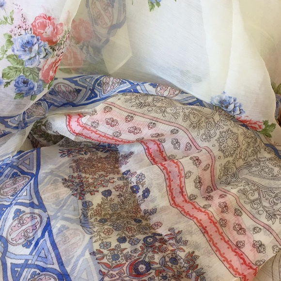 100% Silk XXL Boho / Bohemian Chiffon Scarf Wrap Pareo - Picture 4 of 7